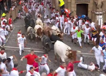 Cebada Gago ‘decepciona’ en el encierro, y se suma a la «alta velocidad» y el exceso de nobleza por las calles de Pamplona