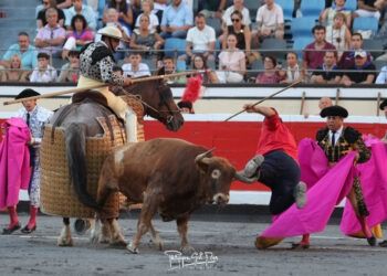 La secuencia fotográfica del escalofriante percance de un monosabio, corneado en la plaza de toros de Vista Alegre (Bilbao)