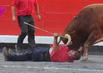 La secuencia fotográfica del escalofriante percance de un monosabio, corneado en la plaza de toros de Vista Alegre (Bilbao)