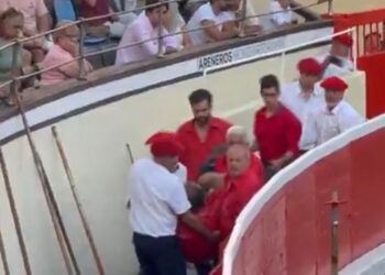 Grave cogida a un monosabio en Vista Alegre (Bilbao) tras tratar de colear a un toro: pasa herido a la enfermería tras una muy fea cogida